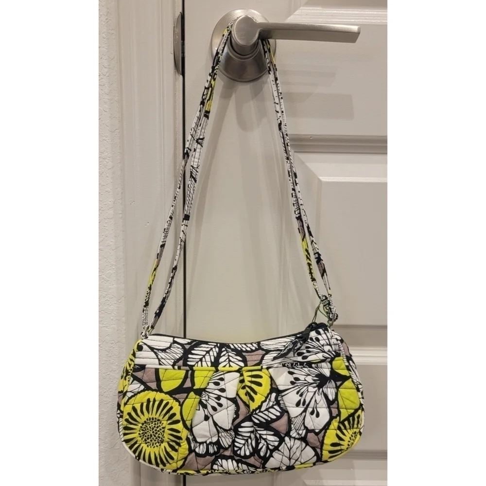 Vera Bradley Yellow White and Black Shoulder Bag Crossbody Purse